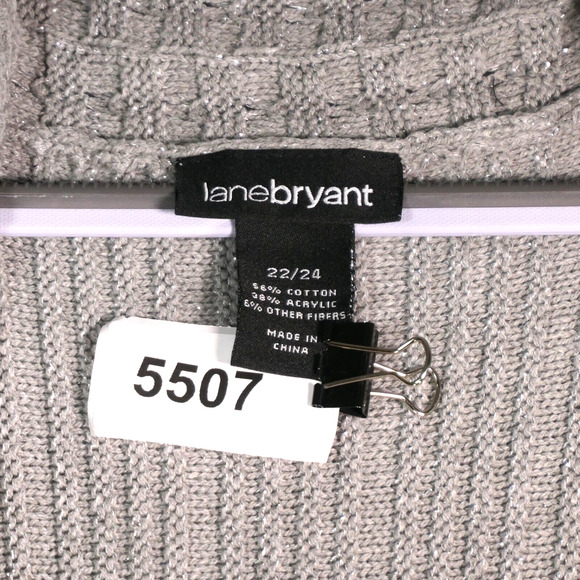 Lane Bryant Cardigan Sweater Womens Size 22 24 Gray Silver Knit Metallic Open - Picture 8 of 8
